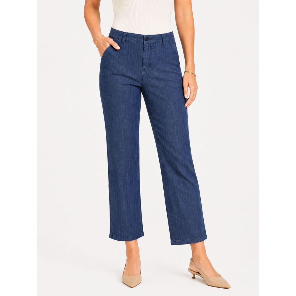 Riders by Lee Denim Blue Herringbone Straight Leg Pants Women's 10P Stretch